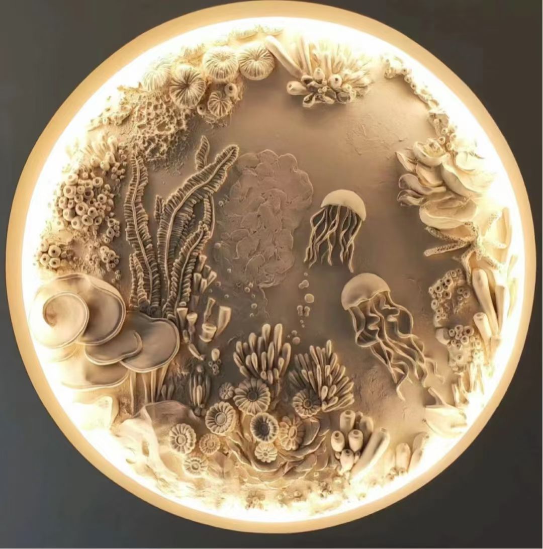 海洋世界圆形浮雕灯饰设计